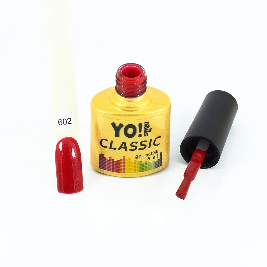 Гель-лак Yo!Nails Classic Gel Polish №602 червоний з дрібним срібним шиммером 8 мл
