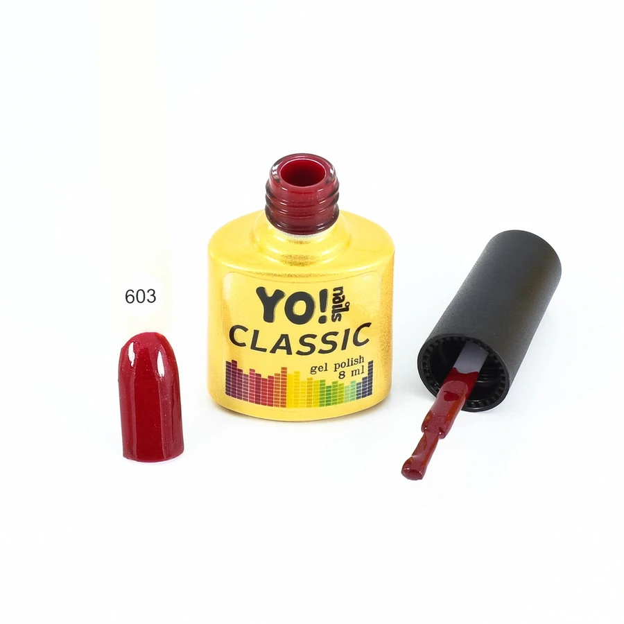 Гель-лак Yo!Nails Classic Gel Polish №603 червоно-бордовий з дрібним срібним шиммером 8 мл