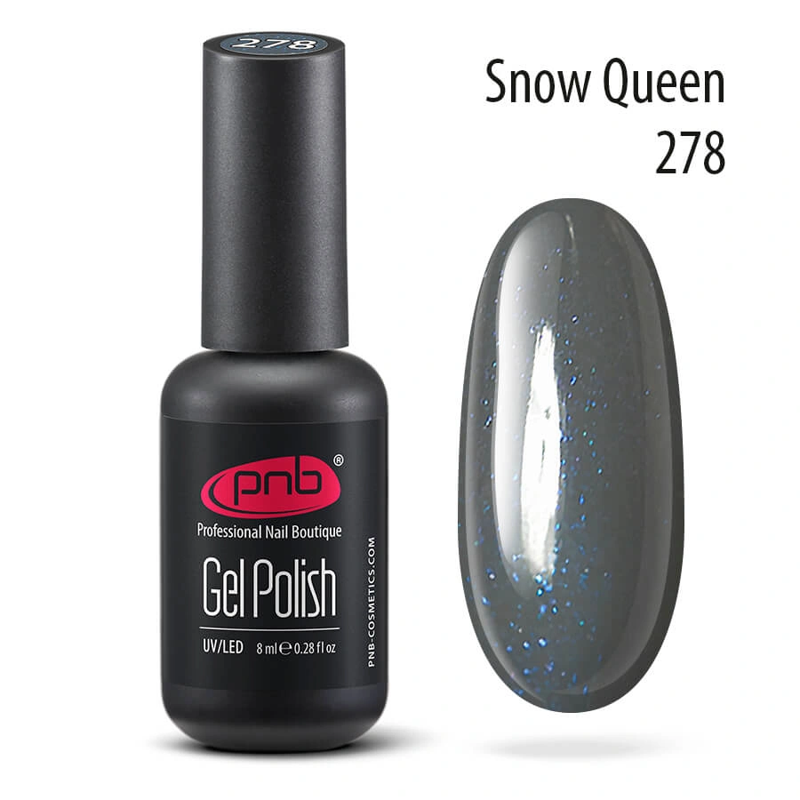 Гель-лак PNB №278 Snow Queen сірий, із блакитним шиммером 8 мл
