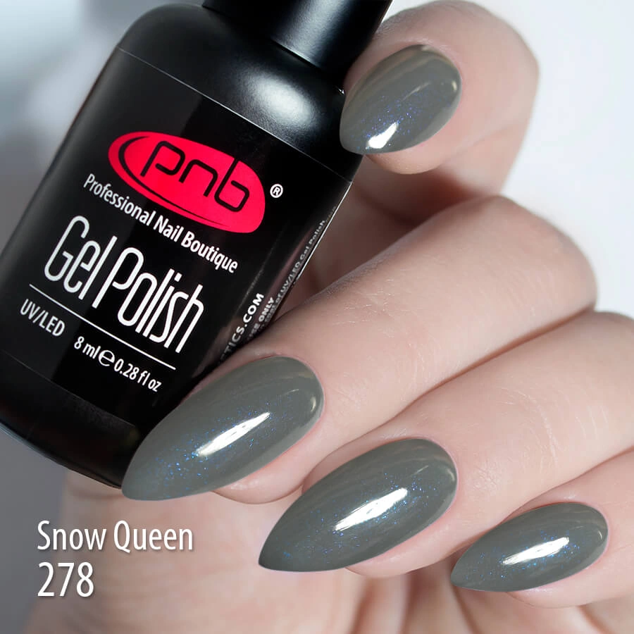 Гель-лак PNB №278 Snow Queen сірий, із блакитним шиммером 8 мл