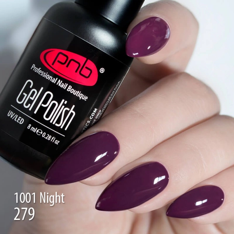 Гель-лак PNB №279 1001 Night темно-сливовий, емаль 8 мл