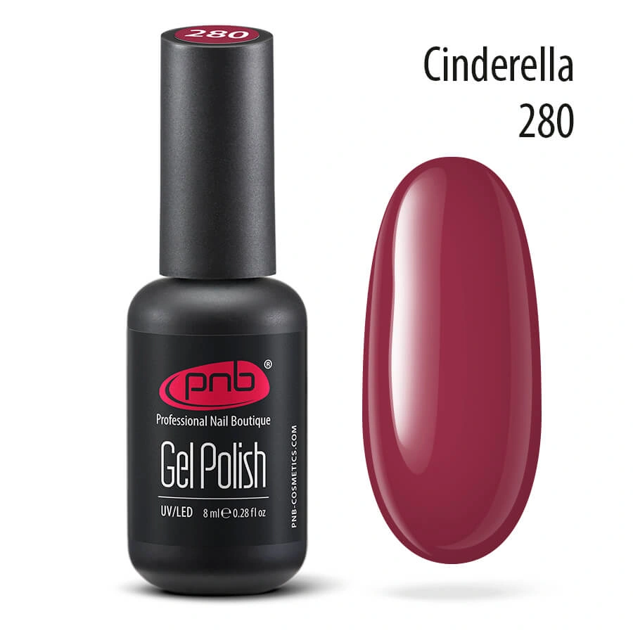 Гель-лак PNB №280 Cinderella вишневий, емаль 8 мл