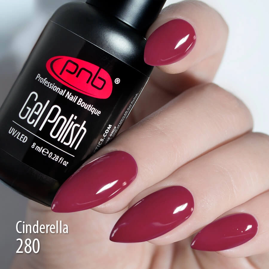 Гель-лак PNB №280 Cinderella вишневий, емаль 8 мл