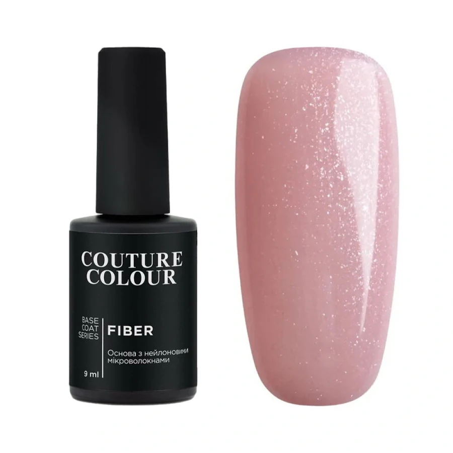Зміцнююча база з нейлоновими мікроволокнами Couture Colour Fiber Base 04 Shimmer Pink рожевий, з шимером 9 мл