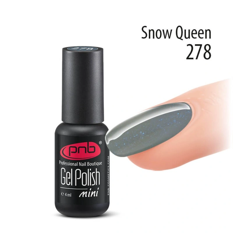 Гель-лак PNB Mini №278 Snow Queen сірий, із блакитним шиммером 4 мл
