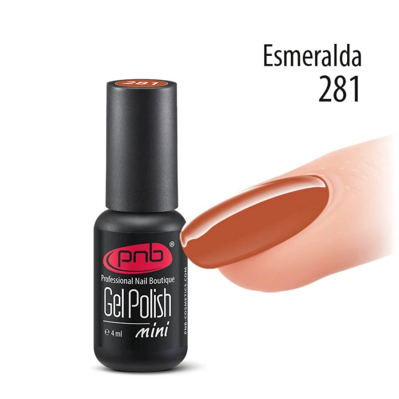Гель-лак PNB Mini №281 Esmeralda морковно-карамельний, емаль 4 мл