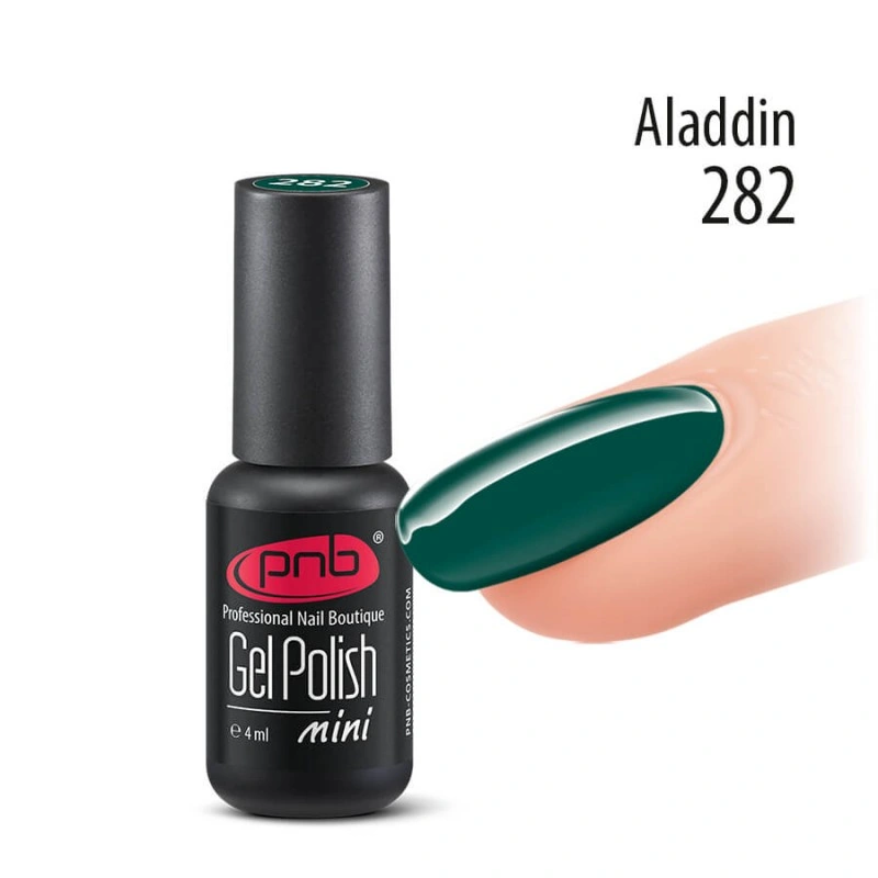 Гель-лак PNB Mini №282 Aladdin пляшковий зелений, емаль 4 мл