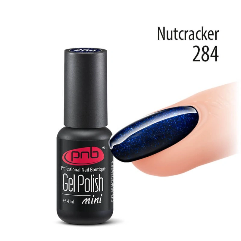 Гель-лак PNB Mini №284 Nutcracker темно-синій, шиммер 4 мл