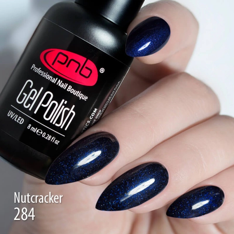 Гель-лак PNB Mini №284 Nutcracker темно-синій, шиммер 4 мл