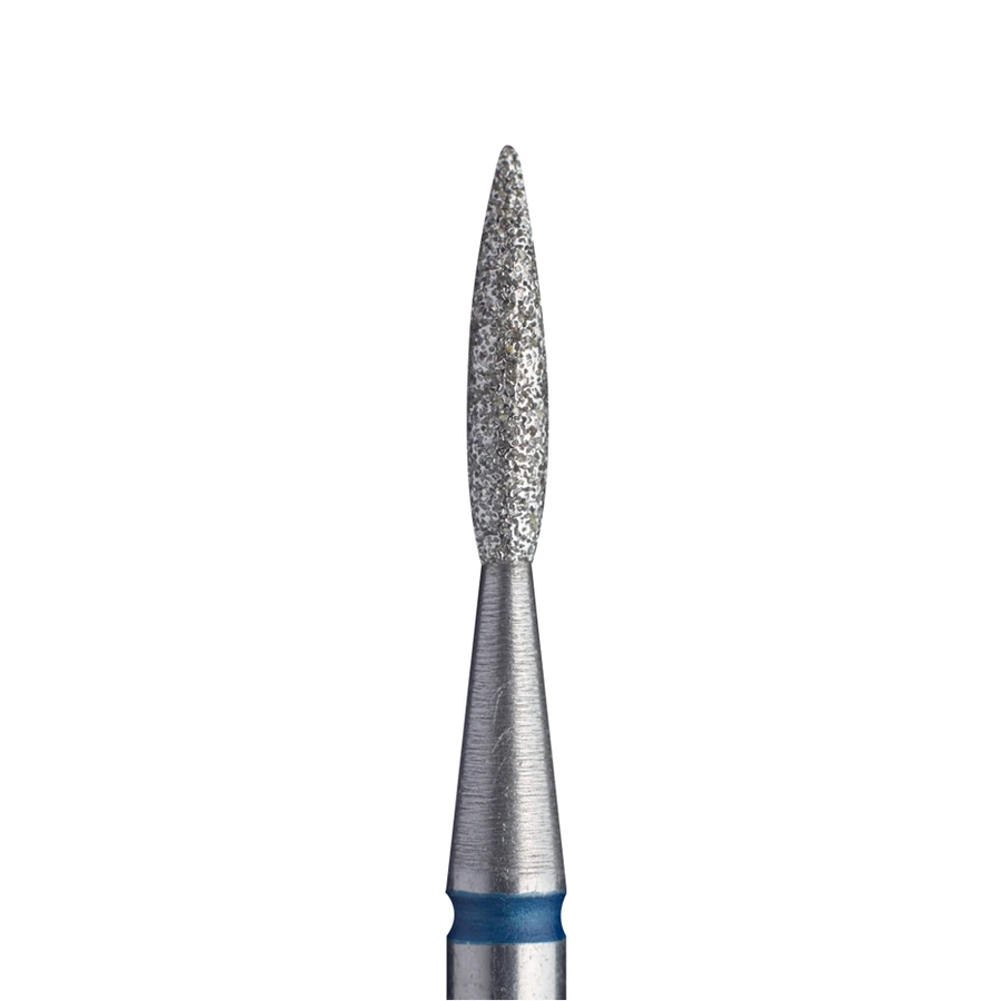 Фреза алмазна гостре полум`я Staleks Pro Expert Diamond Nozzle Flame синя, середній абразив 1.6 мм