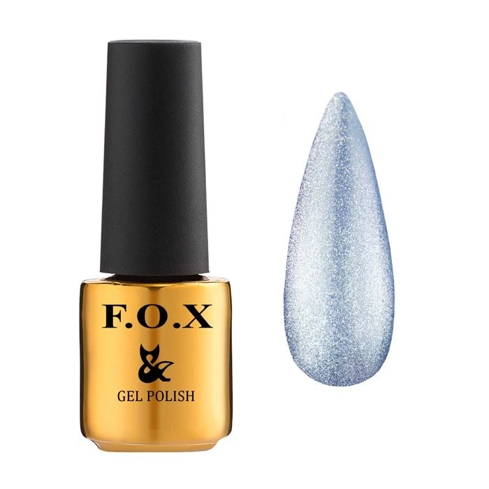 Гель-лак котяче око FOX Crystal Cat Eye 004 блакитне срібло, шиммер 7 мл