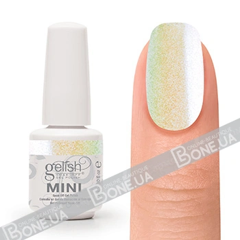 Гель-лак Harmony Gelish MINI Izzy Wizzy Lets Get Busy прозоро-білий дзеркальний з блакитним та фіолетовим блиском 9 мл