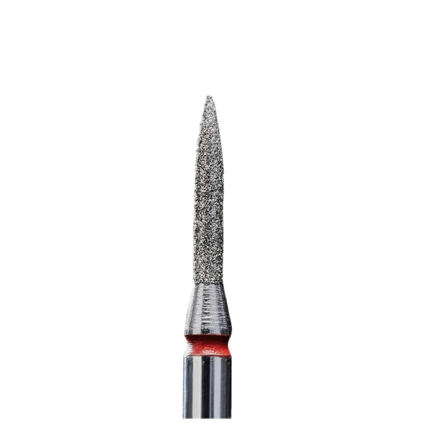 Фреза алмазна полум`я Staleks Pro Expert Diamond Nozzle Flame червона, м`який абразив 1.4 мм
