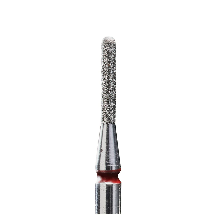 Фреза алмазна циліндр із закругленням Staleks Pro Expert Diamond Nozzle Cylinder червона, м`який абразив 4.0 мм