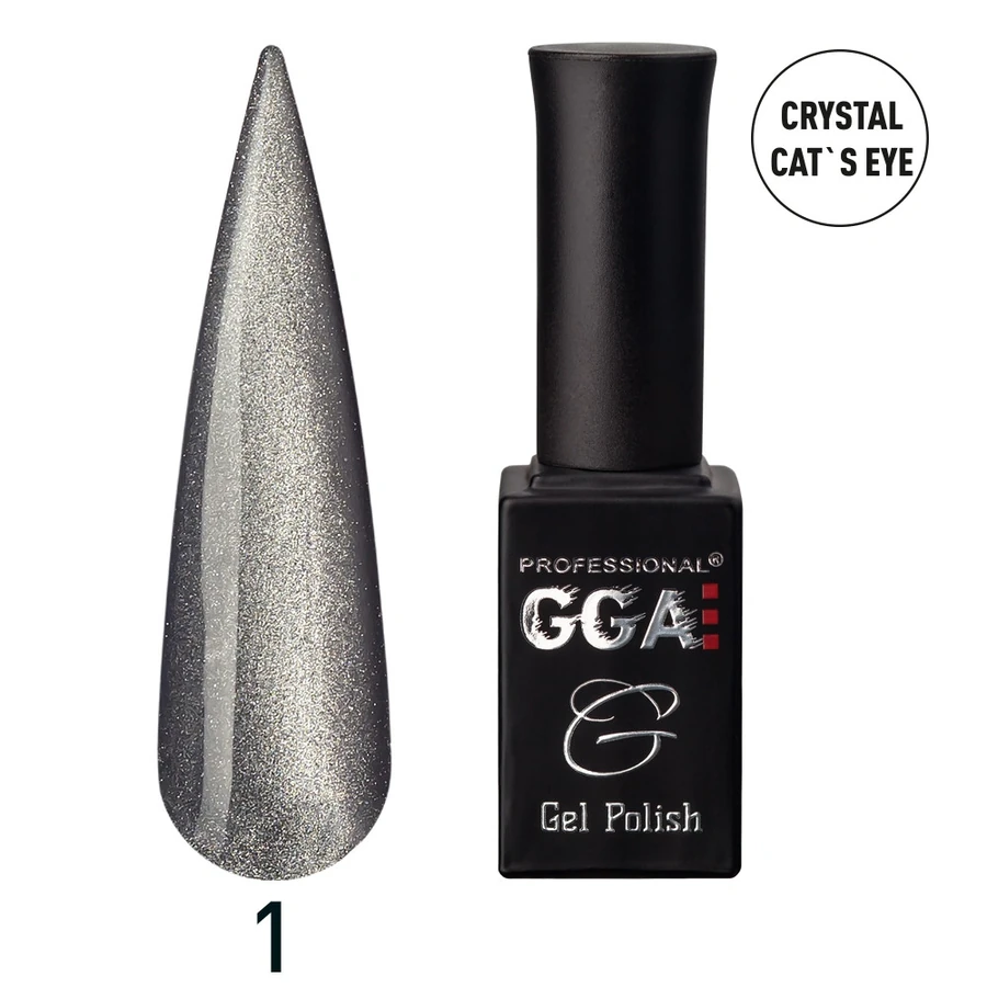Гель-лак GGA Professional Gel Polish Crystal Cat`s eye № 01 Срібний іній 10 мл