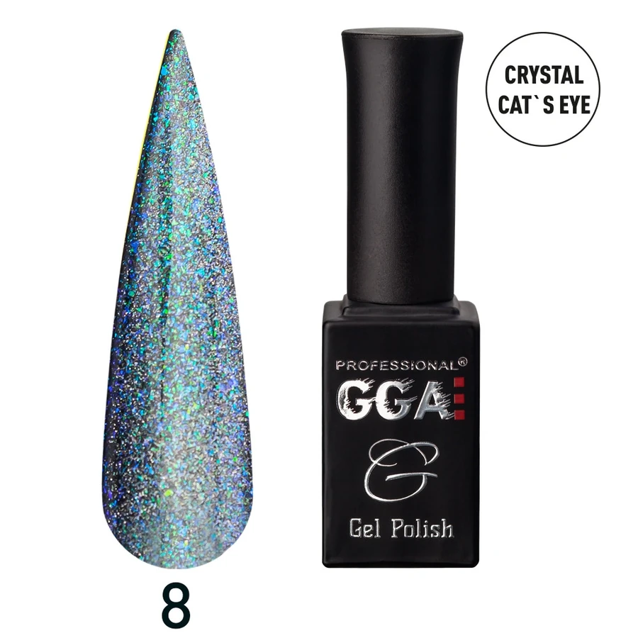 Гель-лак GGA Professional Gel Polish Crystal Cat`s eye № 08 Блю Кюрасао 10 мл