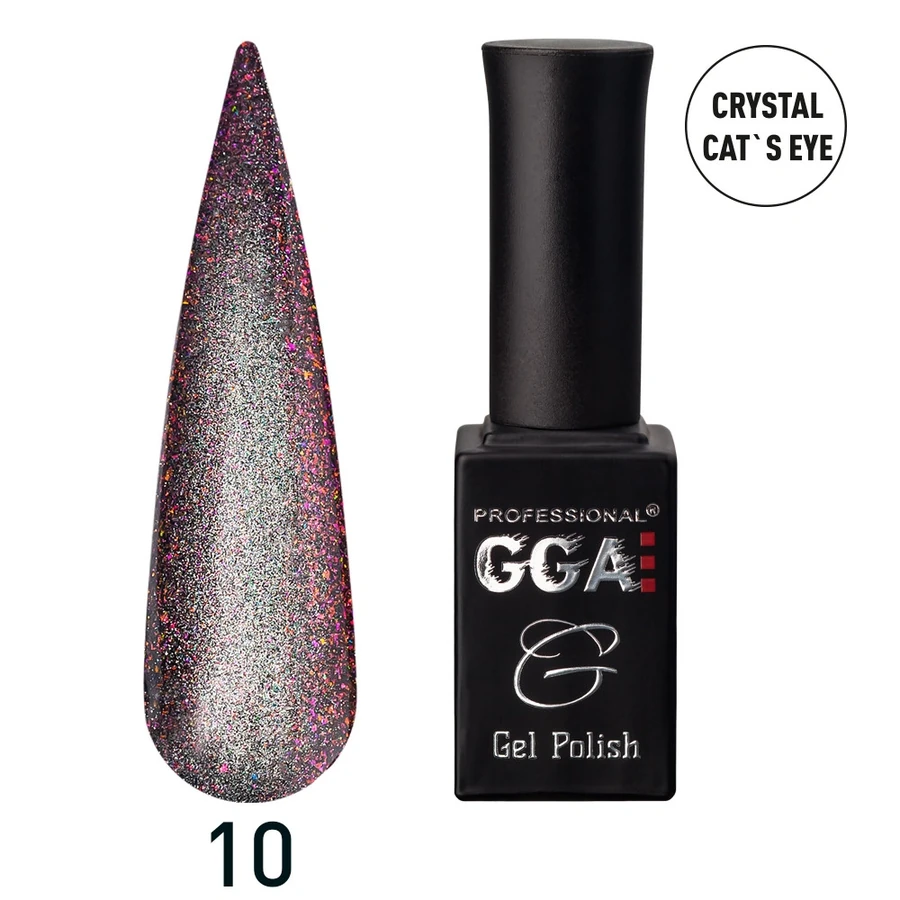 Гель-лак GGA Professional Gel Polish Crystal Cat`s eye № 10 Пурпурний дощ 10 мл