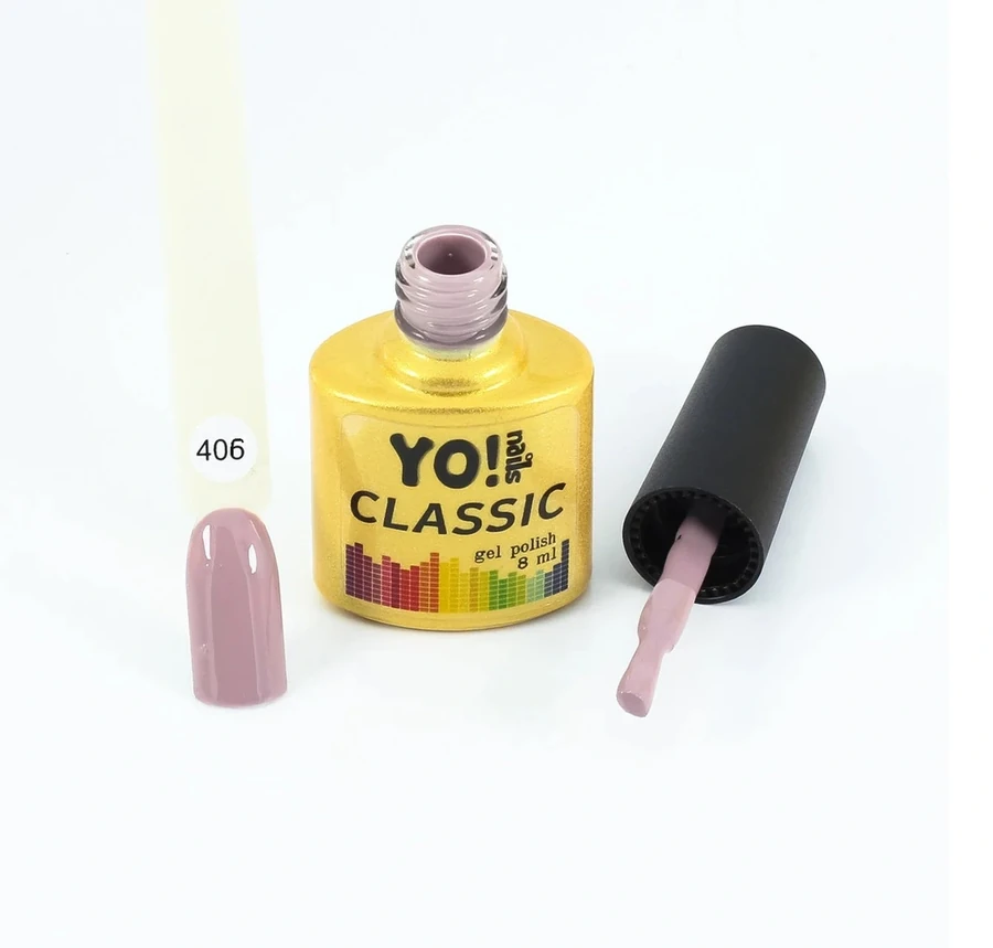 Гель-лак Yo!Nails Classic Gel Polish №406 щільний, пастельно-пилово-ліловий, з трояндівкою 8 мл