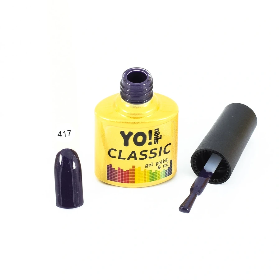 Гель-лак Yo!Nails Classic Gel Polish №417 графітово-фіолетовий, з дрібним срібним шиммером 8 мл