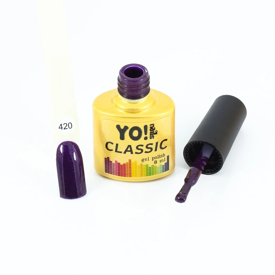 Гель-лак Yo!Nails Classic Gel Polish №420 класичний фіолетовий, темний, із дрібним срібним шиммером 8 мл