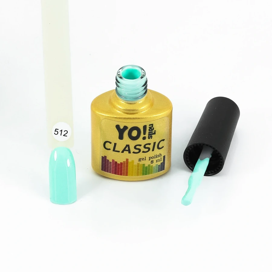 Гель-лак Yo!Nails Classic Gel Polish №512 яскравий, неоново-бірюзовий 8 мл