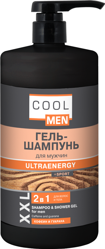 Гель-шампунь для чоловіків 2в1 Кофеїн та гуарана Cool men ULTRAENERGY Shampoo & Shower Gel 2in1 Coffeine and Guarana 1000 мл
