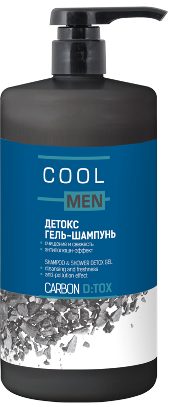 Гель-шампунь для чоловіків Cool men DETOX CARBON детокс гель-шампунь 1000 мл