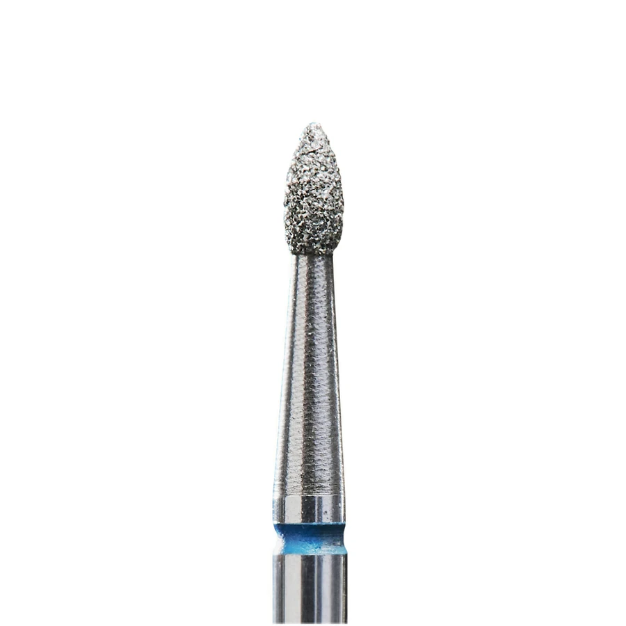 Фреза алмазна брунька загострена Staleks Pro Expert Diamond Nozzle Bud синя, середній абразив 1.8 мм