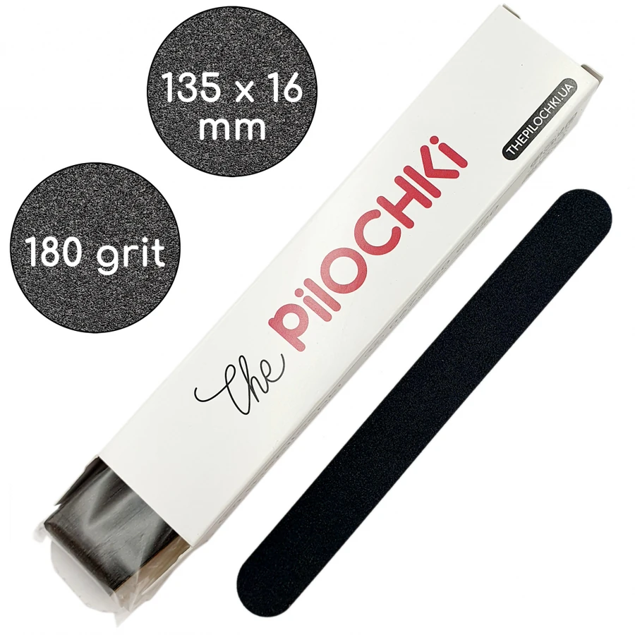 Змінні файли для прямої основи 135 мм ThePilochki Replaceable Abrasives Flat Black 180 грит Чорні 50 шт