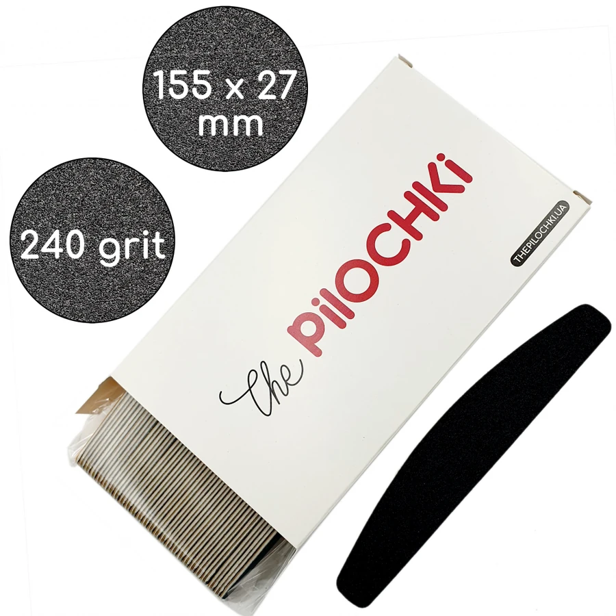 Змінні файли для основи півмісяць 155 мм ThePilochki Replaceable Abrasives Half-Moon Black 240 грит Чорні 50 шт