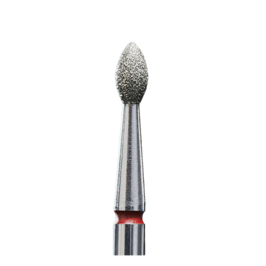Фреза алмазна брунька гостра Staleks Pro Expert Diamond Nozzle Bud червона, м`який абразив 2.5 мм