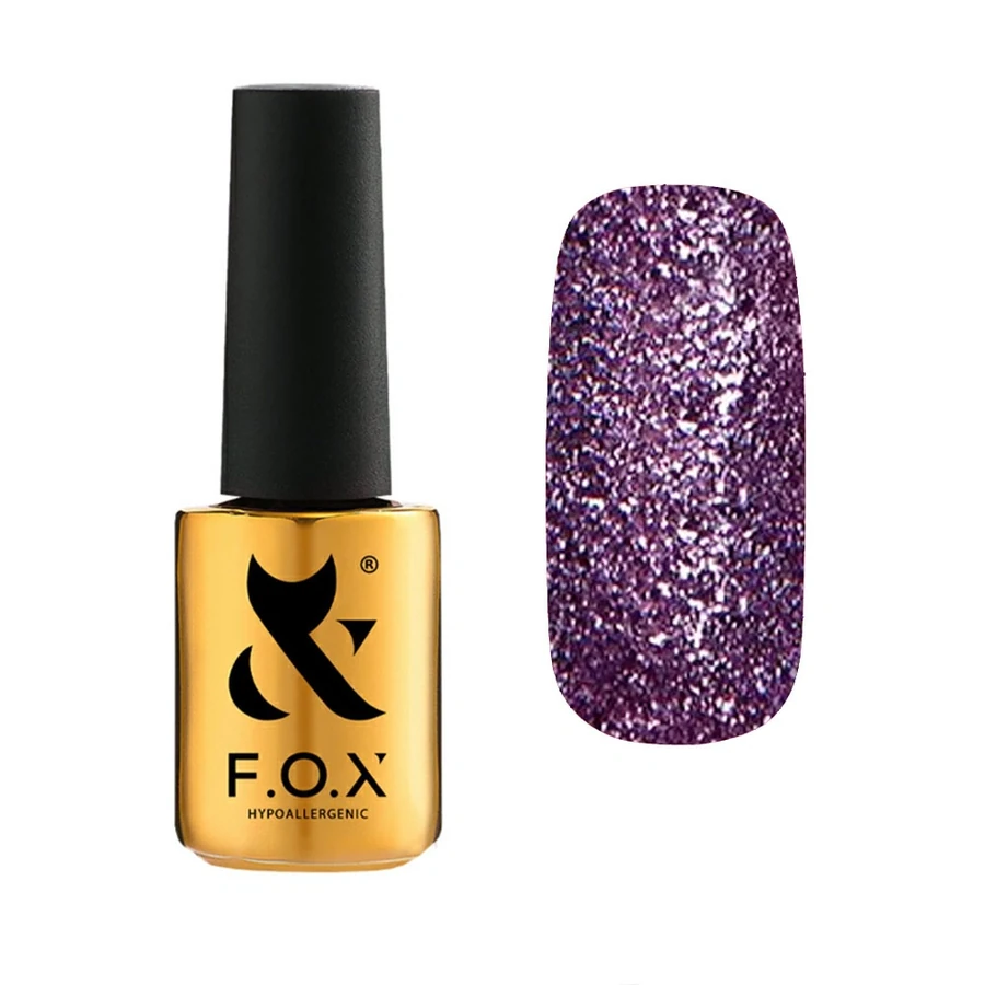 Гель-лак FOX Gel-Polish Gold Brilliance №015 фіолетово-ліловий, великі щільні блискітки 7 мл