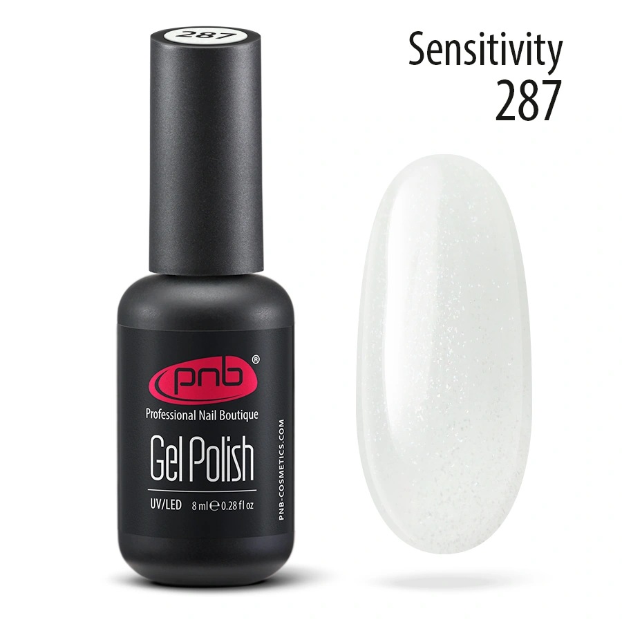 Гель-лак PNB №287 Sensitivity перловий білий, шиммер 8 мл