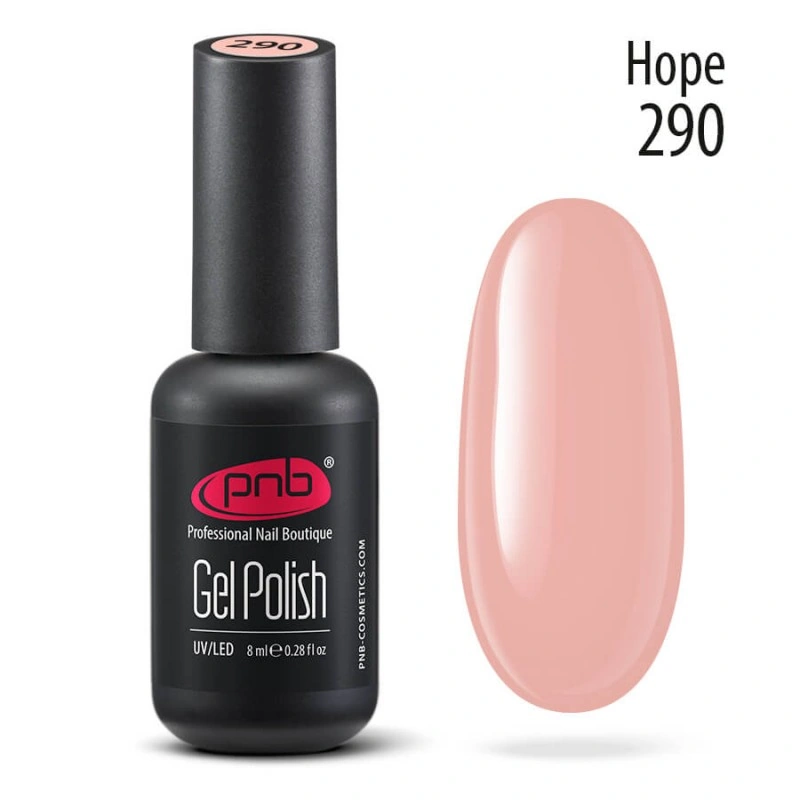Гель-лак PNB №290 Hope ніжний рожевий, емаль 8 мл