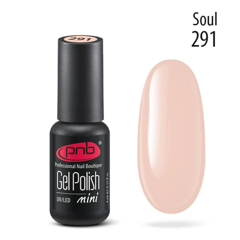 Гель-лак PNB Mini №291 Soul світлий бежево-рожевий, емаль 4 мл