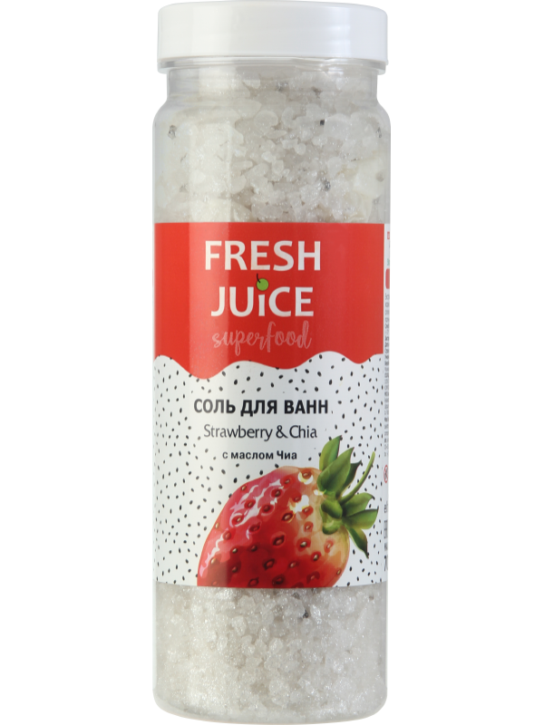 Сіль для ванн Fresh Juice Сіль для ванн Superfood Strawberry & Chia з олією Чіа 700 г