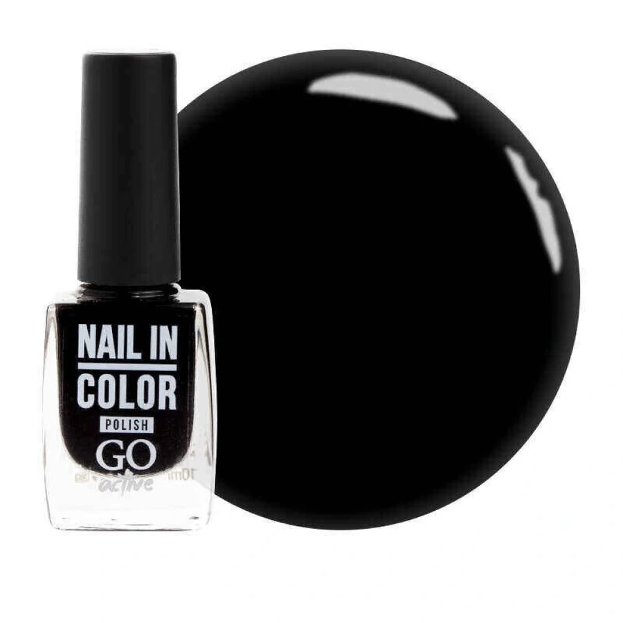 Лак для нігтів GO Active Nail in Color №01 чорний, емаль 10 мл
