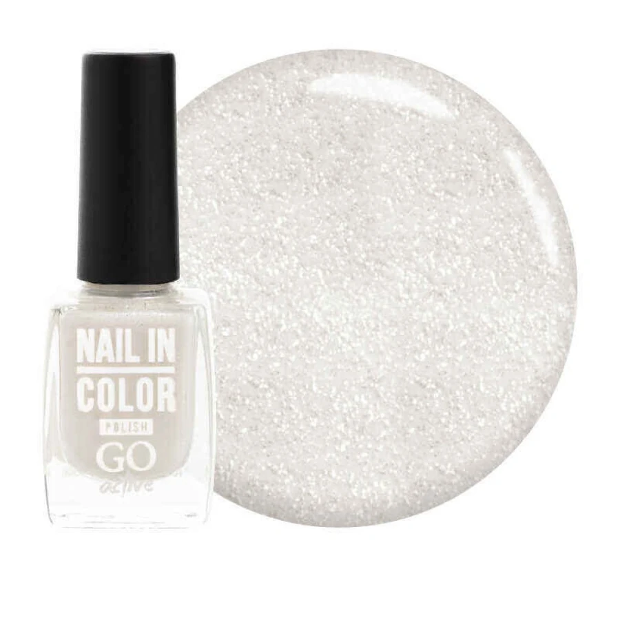 Лак для нігтів GO Active Nail in Color №03 білий, зі срібним шиммером 10 мл