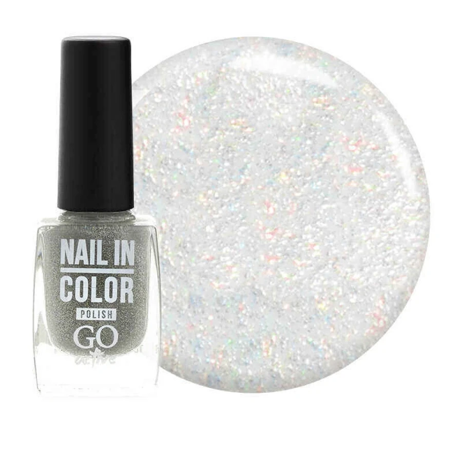 Лак для нігтів GO Active Nail in Color №23 прозорий, зі сріблястими мікроблискітками 10 мл
