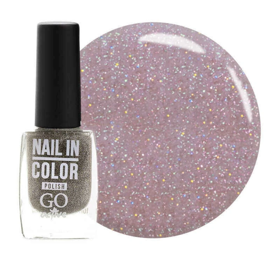 Лак для нігтів GO Active Nail in Color №25 рожево-прозорий, з переливаючими кольоровими мікроблискітки 10 мл