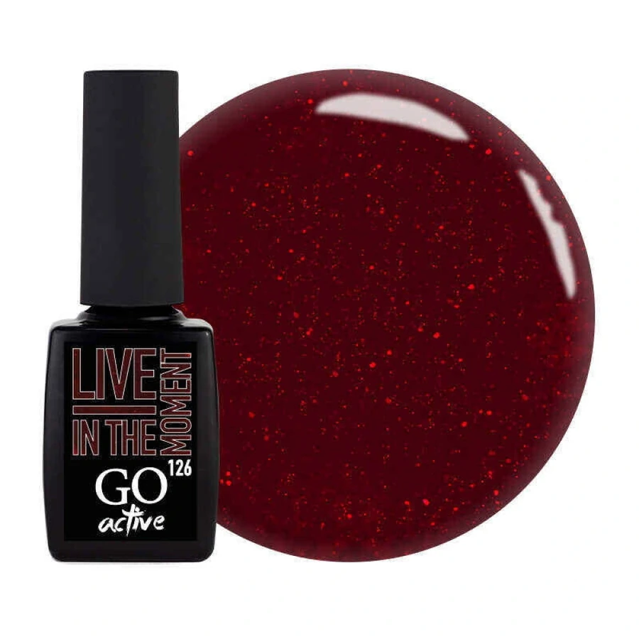 Гель-лак GO Active Gel Polish 126 бордовий, з шимером 10 мл