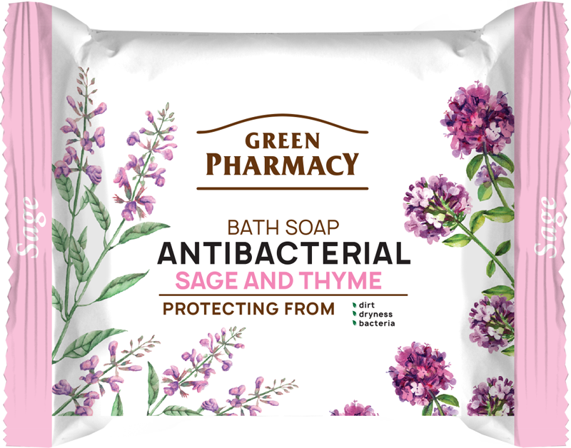 Туалетне мило антибактеріальне Green Pharmacy Мило для рук «Шалфей та чебрець» 100 г