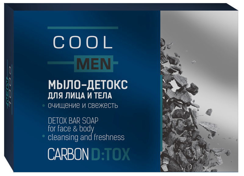 Мило-детокс для обличчя та тіла Cool men Мило-детокс DETOX CARBON 100 г