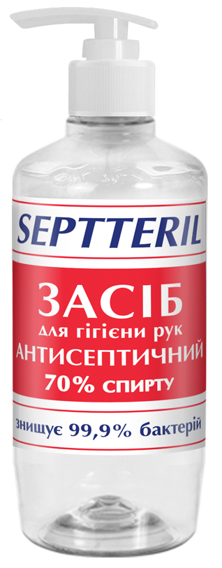 Засіб для гігієни рук Elfa Pharm Septteril Засіб для гігієни рук Антисептичний (помпа) 70% спирту 500мл