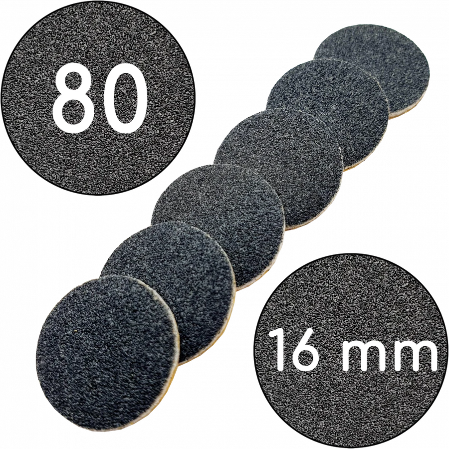 Змінні файли для подо-диску 16 мм ThePilochki Replaceable Abrasives Podo Dics Black 80 грит Чорні 50 шт