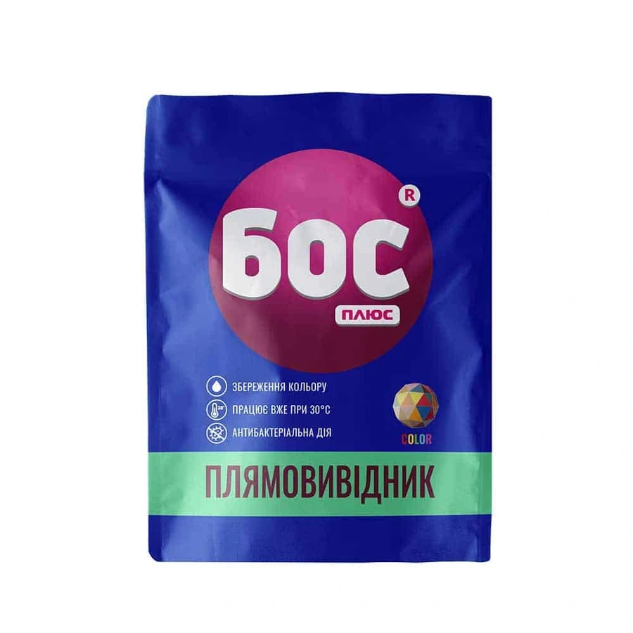 Виведення плям для кольорових тканин БОС Плюс Color Засоби для виведення плям кисневий для кольорових тканин 50 г (соше)