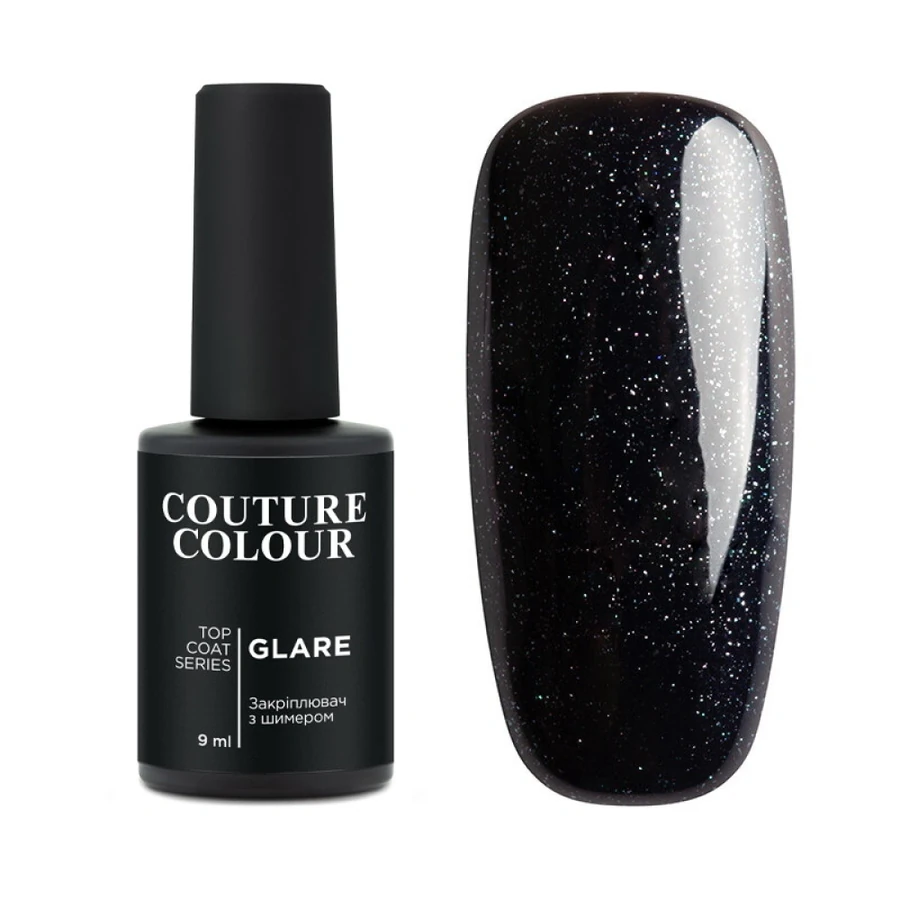 Топ для гель-лаку зі сріблястим шимером Couture Colour Top Coat Glare 02 без липкого шару 9 мл