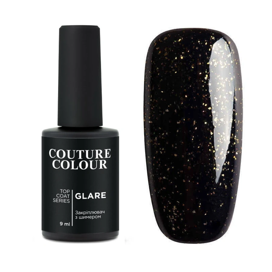 Топ для гель-лаку із золотистим шимером Couture Colour Top Coat Glare 03 без липкого шару 9 мл