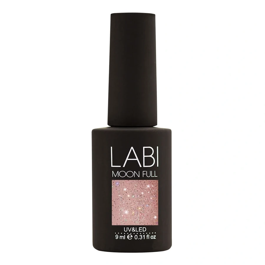 Гель-лак LABI Гель-лак №G05 Glitter напівпрозорий персиковий, з різнобарвними шиммерами 9 мл