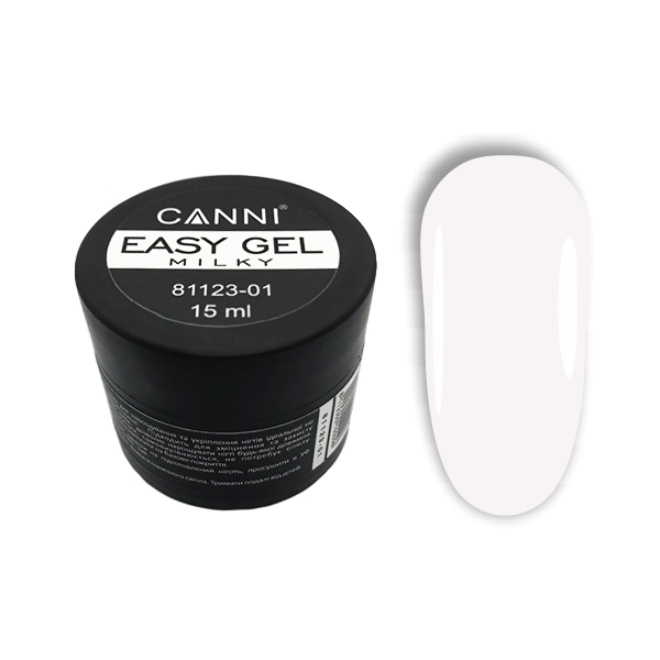 Гель для нарощування та зміцнення нігтів Canni Easy gel 01 Milky молочний 15 мл